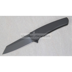 Protech Malibu Flipper Textured Black Handle Black DLC 20-CV Reverse Tanto Blade
