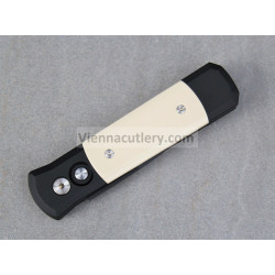 Protech Godson Tuxedo Ivory Micarta Black Blade