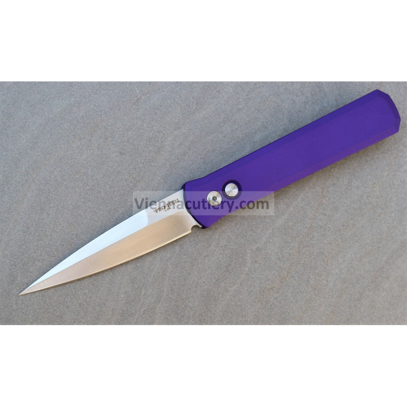 Protech Godfather Solid Purple Handle Satin Blade