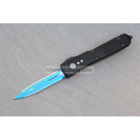 Microtech Ultratech D/E JK Blue Double Full Serrated