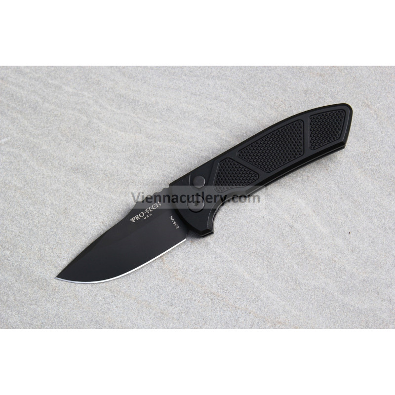 Protech SBR Short Bladed Rockeye Black Handle with Knurling Black Blade