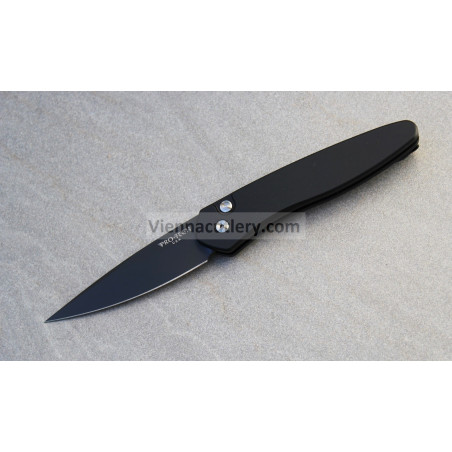 Protech Newport Solid Black Handle Black Blade