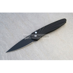 Protech Newport Solid Black Handle with 3D Wave MOP Button