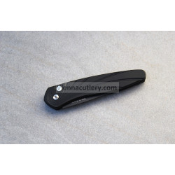 Protech Newport Solid Black Handle with 3D Wave MOP Button