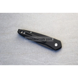 Protech Newport Solid Black Handle with 3D Wave MOP Button