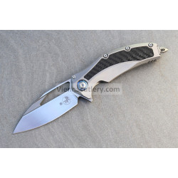 Microtech Matrix Titanium Handle Hand Rubbed Satin Carbon Fiber Inlay