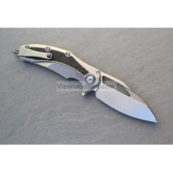 Microtech Matrix Titanium Handle Hand Rubbed Satin Carbon Fiber Inlay