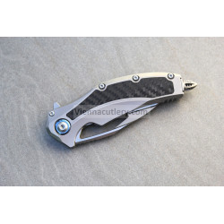 Microtech Matrix Titanium Handle Hand Rubbed Satin Carbon Fiber Inlay