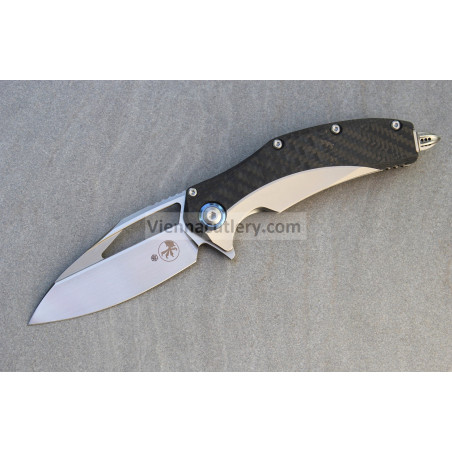 Microtech Matrix Titanium Handle Hand Rubbed Satin Carbon Fiber Scales