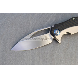 Microtech Matrix Titanium Handle Hand Rubbed Satin Carbon Fiber Scales