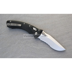 Microtech Amphibian RAM-LOK S/E Fluted G-10 Black Stonewash Partial Serrated