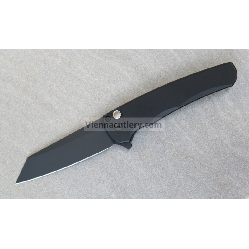 Protech Malibu Reverse Tanto Black DLC Abalone Button