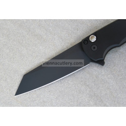 Protech Malibu Reverse Tanto Black DLC Abalone Button
