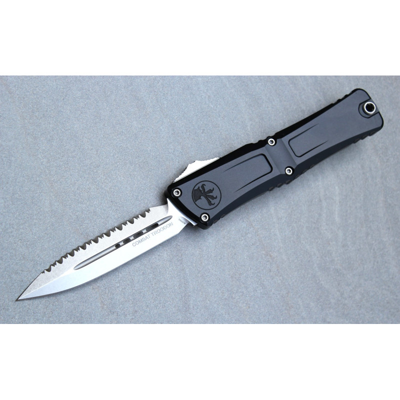 Microtech Combat Troodon D/E Gen III Stonewash Full Serrated